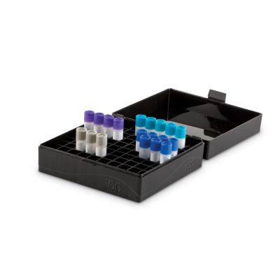 100-Well Hinged Tube Storage Box, Black