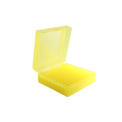 100 Well Tube Storage Box, Yellow