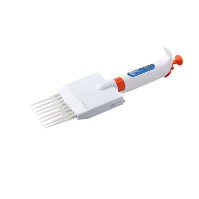  Adjustable Micro Pipette 8 Channel, 5-50ul, White/Orange