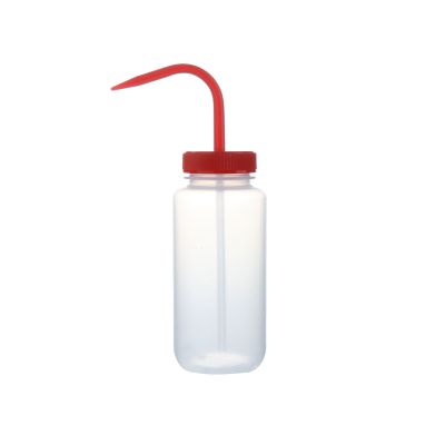 Wash Bottles Color Coded Wide Mouth, 500mL, Clear/Red