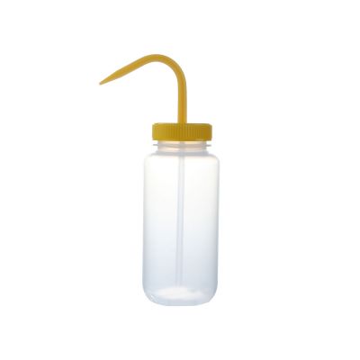 Wash Bottles Color Coded Wide Mouth, 500mL, Clear/Yellow