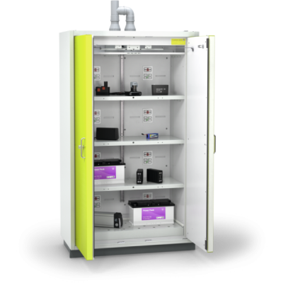 Lithium ion Battery Storage Cabinet, Model XL Classic Standard , Battery Line, Wing Door Technology,1 Storage Area