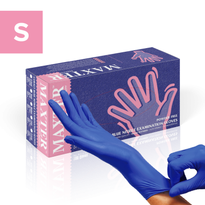 Nitrile Disposable Gloves Cobalt Blue Powder Free Finger Textured 100 PCS per Box MAXTER S