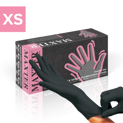 Nitrile Gloves Powder Free Black 100 pcs XS