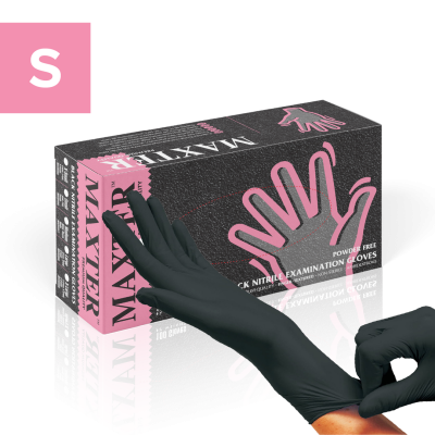 Nitrile Gloves Powder Free Black 100 pcs S