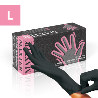 Nitrile Gloves Powder Free Black 100 pcs L