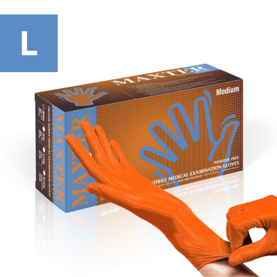 Nitrile Heavy Duty Gloves Powder Free Max Grip Orange 90 pcs L